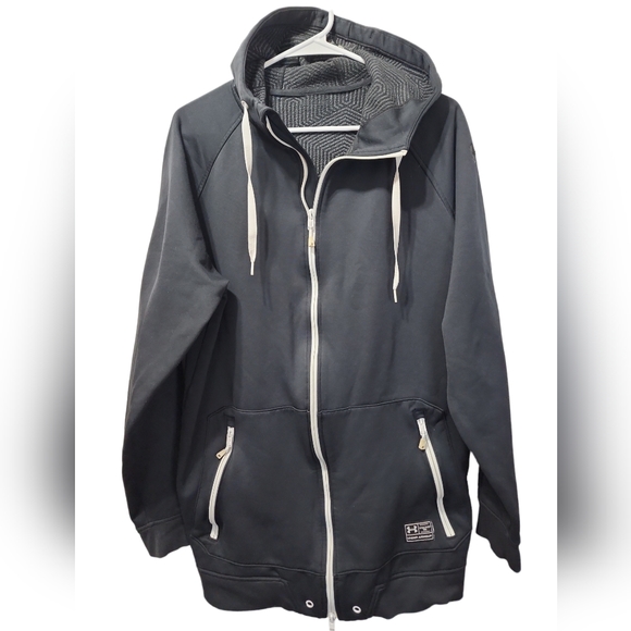 Under Armour Other - Men's under armor large black hoodie white zipper large logo on back.Storm